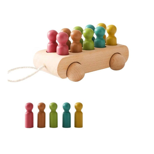 Montessori Wooden Beech Trolley Toy for Baby