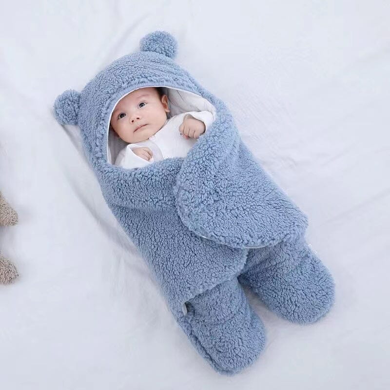 Ultra soft bear ears winter quilted plush baby swaddle