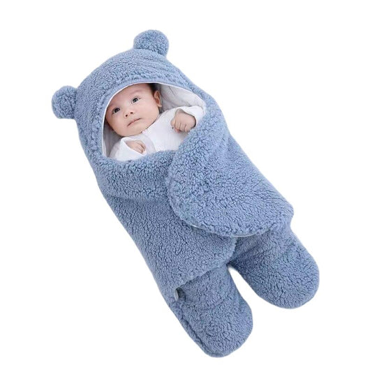 Ultra soft bear ears winter quilted plush baby swaddle